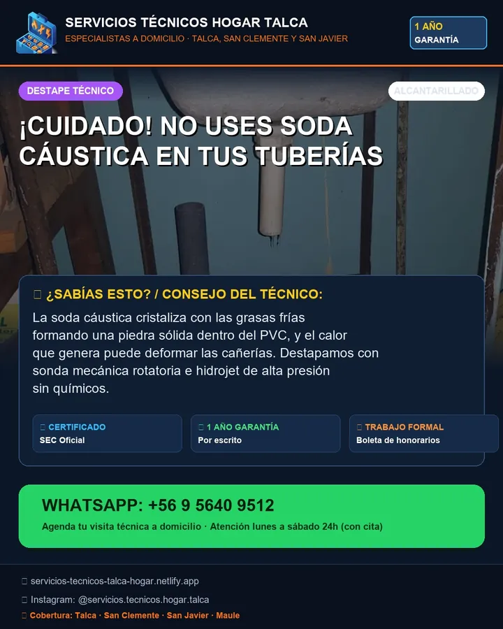 Pieza informativa: no uses soda cáustica