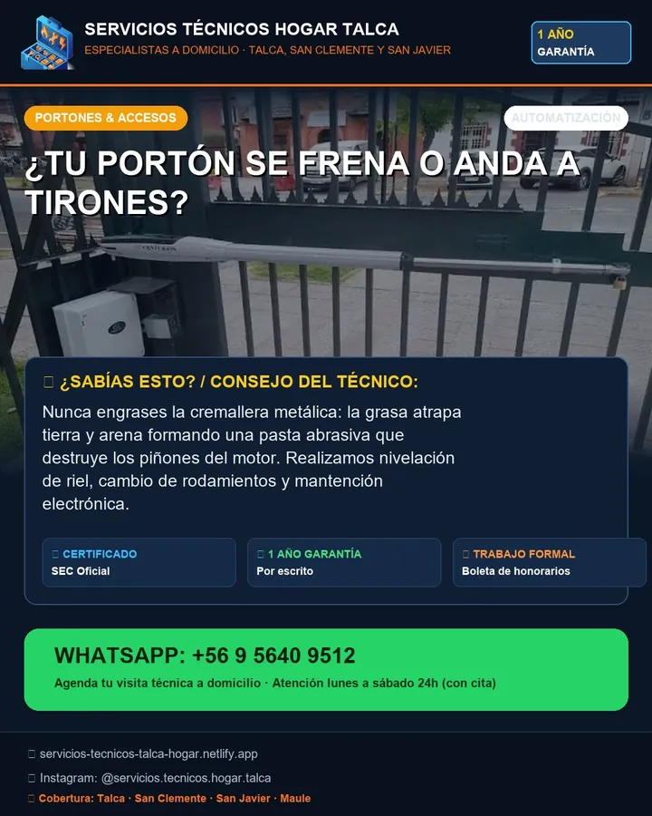Pieza informativa: portón que se frena o anda a tirones